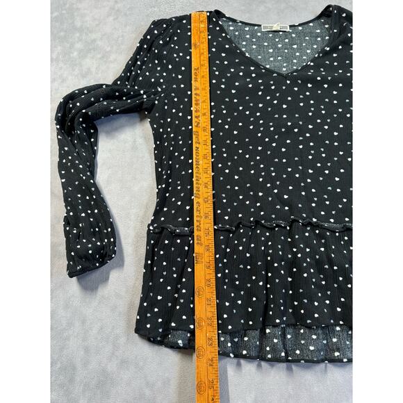Pleione Semi Sheer Flowy Heart Top Women’s Size M Rayon Crinkle Ruffle Boho - Picture 4 of 12